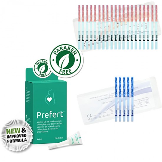 Prefert vaginal lubricant + 20 ovulation + 5 pregnancy test strips