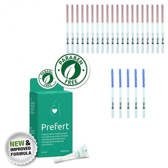 Prefert vaginal lubricant + 20 ovulation + 5 pregnancy test strips