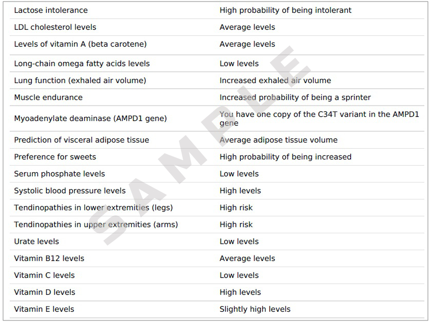 wellness report sample